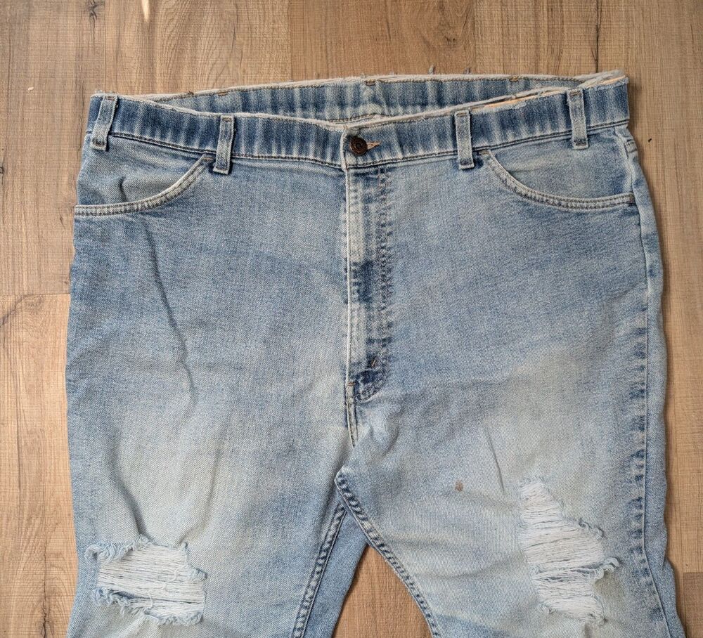 Vintage 1983 Levis Skosh More Room Jeans 42x28 Thrashed Distressed Made in US - Picture 2 of 12